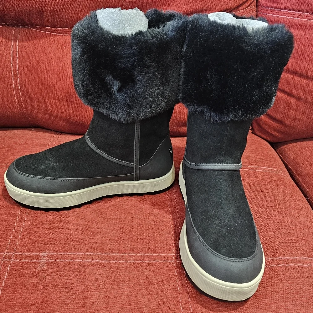 🥾UGG Winter Snow Boot: KOOLABURRA EUC Black Suede & Faux Fur Tynlee Size 6 ❄️